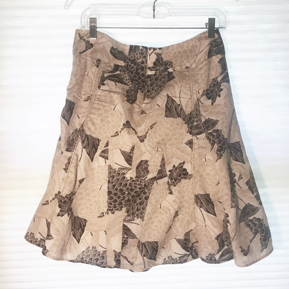 ANN TAYLOR  Brown Floral Cotton Flare Skirt